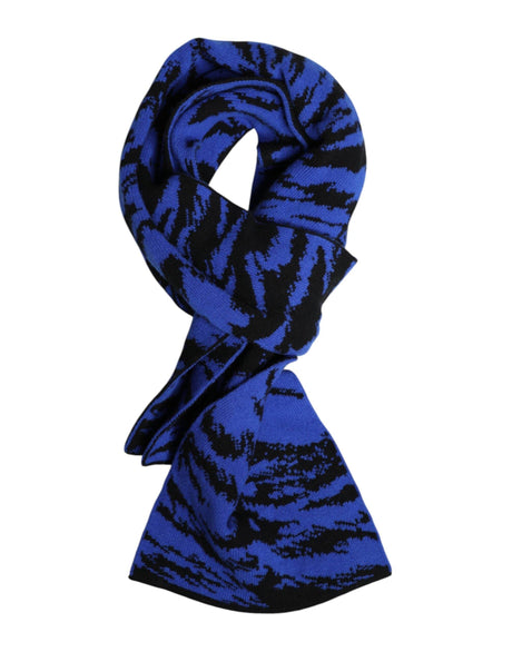 Dolce & Gabbana Blue Black Logo Neck Warmer Wrap Shawl Scarf - Hilstor
