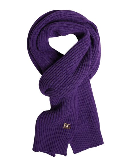 Dolce & Gabbana Purple DG Logo Neck Warmer Wrap Shawl Scarf - Hilstor