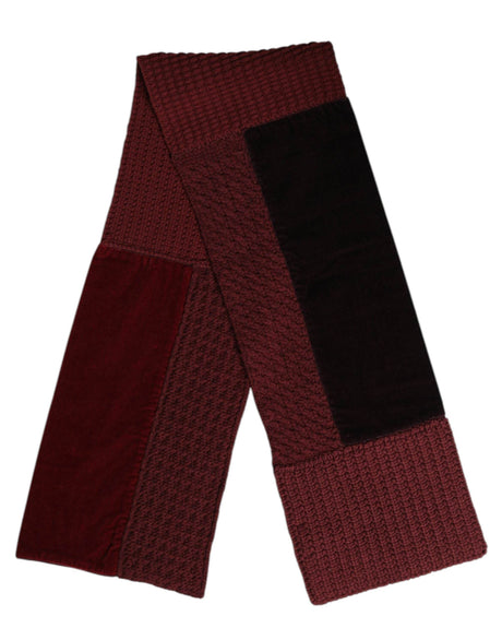 Dolce & Gabbana Maroon Black Neck Warmer Wrap Shawl Scarf - Hilstor