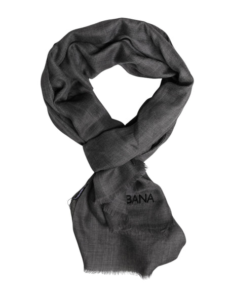 Dolce & Gabbana Gray Logo Print Neck Warmer Wrap Shawl Scarf - Hilstor