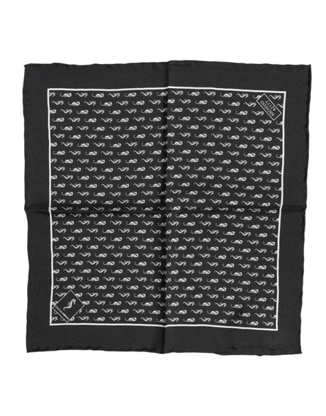 Dolce & Gabbana Black Sea Horse Silk Square Men Foulard Scarf - Hilstor