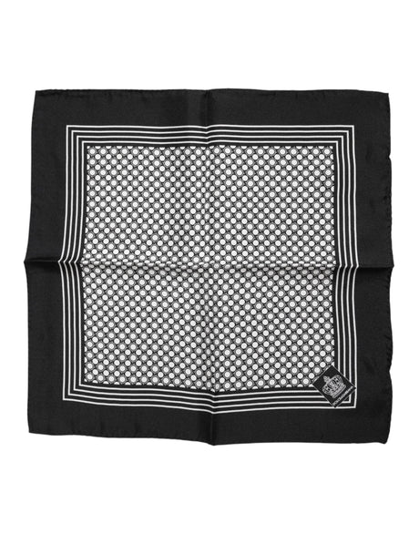 Dolce & Gabbana Black White Patterned Square Men Foulard Scarf - Hilstor