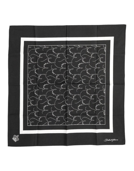 Dolce & Gabbana Black White Printed Square Foulard Scarf - Hilstor