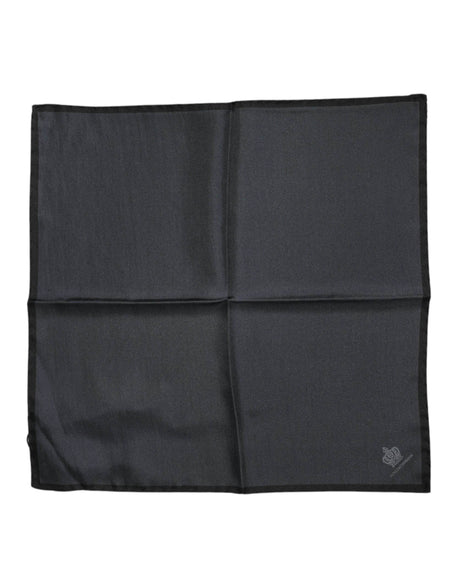 Dolce & Gabbana Dark Gray DG Crown Silk Square Foulard Scarf - Hilstor