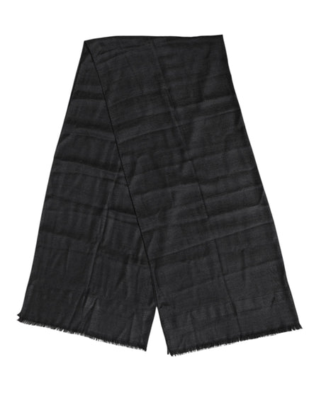 Dolce & Gabbana Dark Gray Cashmere Fringes Neck Warmer Scarf - Hilstor