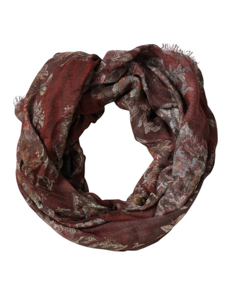 Dolce & Gabbana Maroon Floral Neck Warmer Foulard Scarf - Hilstor
