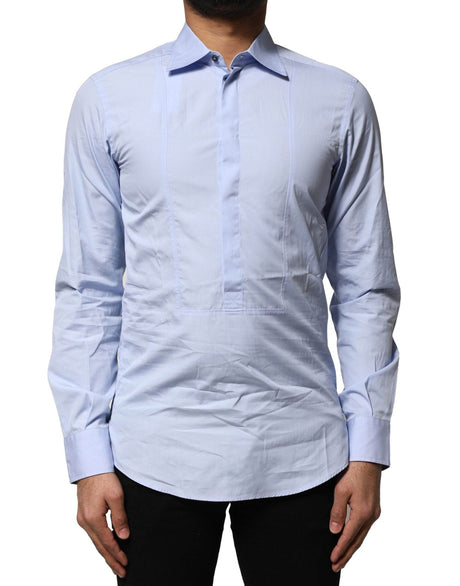 Dolce & Gabbana Light Blue Cotton Long Sleeves Dress Shirt - Hilstor