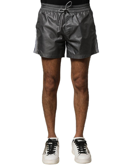 Dolce & Gabbana Gray Polyester Mid Waist Casual Bermuda Shorts - Hilstor
