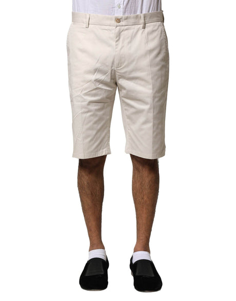 Dolce & Gabbana Beige Cotton Stretch Mid Waist Bermuda Shorts - Hilstor