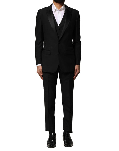 Dolce & Gabbana Black Wool 3 Piece Single Breasted Suit - Hilstor