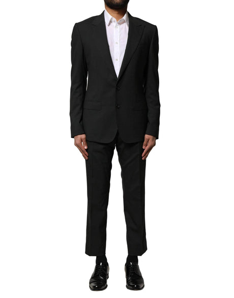 Dolce & Gabbana Black Wool 2 Piece Single Breasted Suit - Hilstor