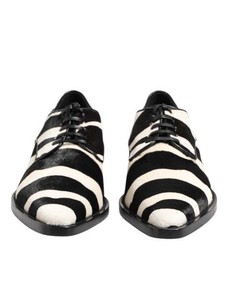 Dolce & Gabbana Black White Zebra Pony Fur Dress Shoes - Hilstor