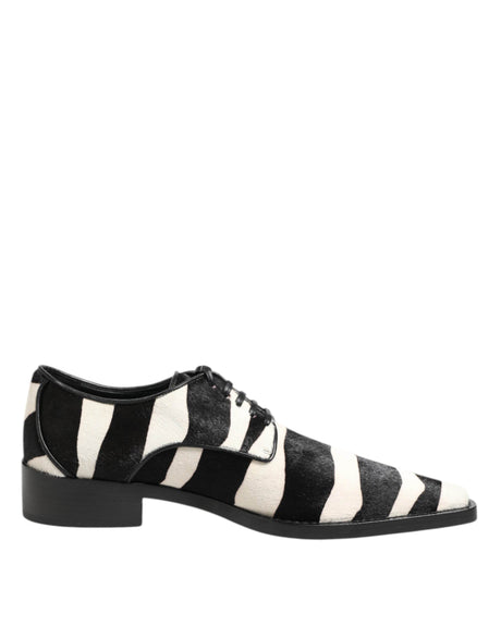 Dolce & Gabbana Black White Zebra Pony Fur Dress Shoes - Hilstor