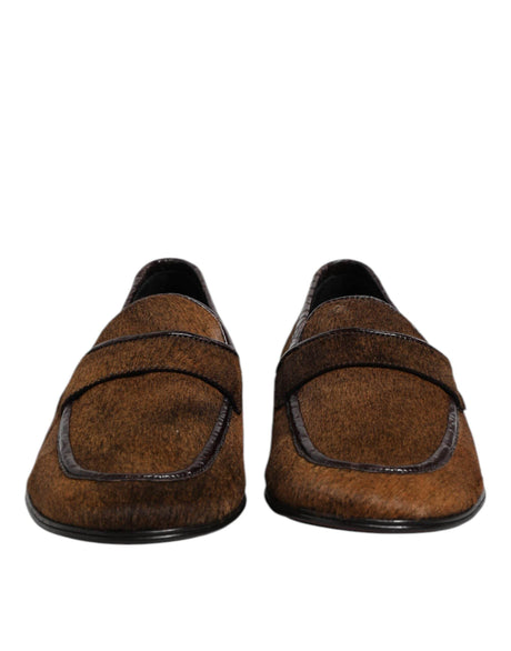 Dolce & Gabbana Brown Loafers Leather Slip On Men Dress Shoes - Hilstor