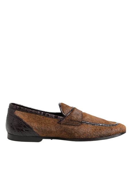 Dolce & Gabbana Brown Loafers Leather Slip On Men Dress Shoes - Hilstor