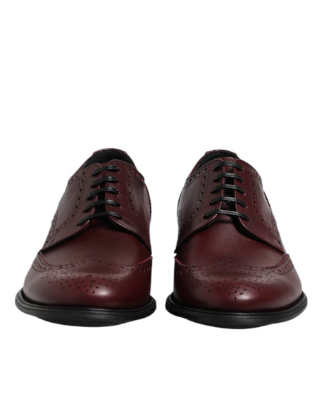 Dolce & Gabbana Brown Leather Lace Up Derby Dress Shoes - Hilstor