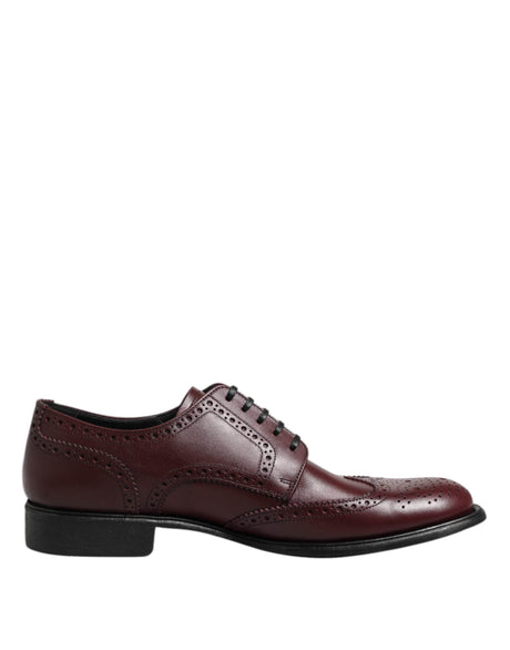 Dolce & Gabbana Brown Leather Lace Up Derby Dress Shoes - Hilstor