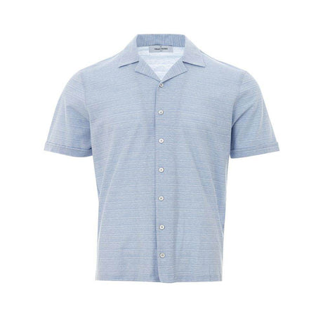 Gran Sasso Blue Linen And Cotton Shortsleeve - Hilstor