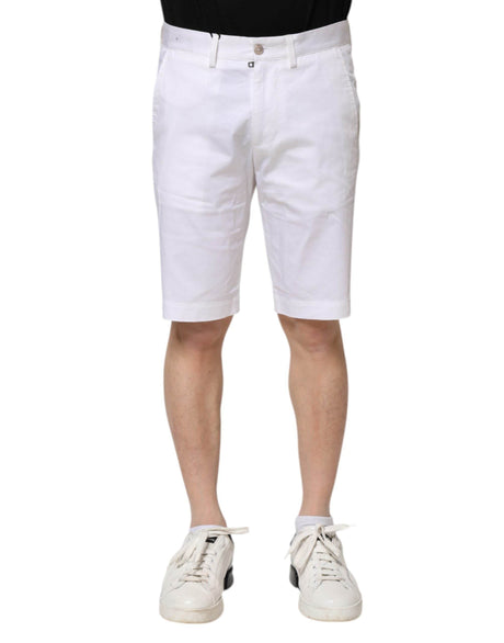 Dolce & Gabbana White Cotton Stretch Men Denim Bermuda Shorts - Hilstor