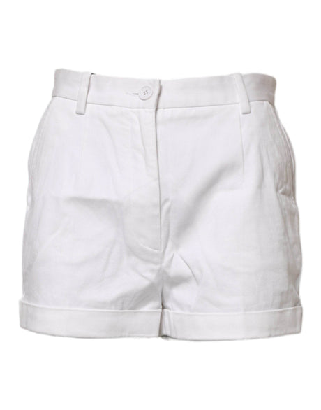 Dolce & Gabbana White Cotton Mid Waist Women Bermuda Shorts - Hilstor
