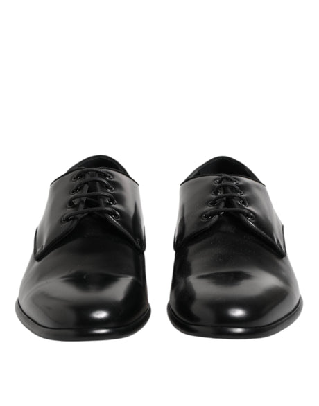 Dolce & Gabbana Black Leather Lace Up Derby Men Dress Shoes - Hilstor