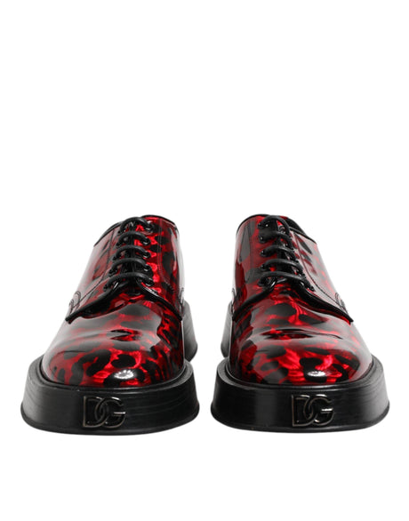 Dolce & Gabbana Red Leopard Derby Formal Men Dress Shoes - Hilstor