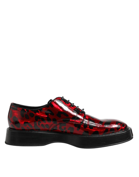 Dolce & Gabbana Red Leopard Derby Formal Men Dress Shoes - Hilstor