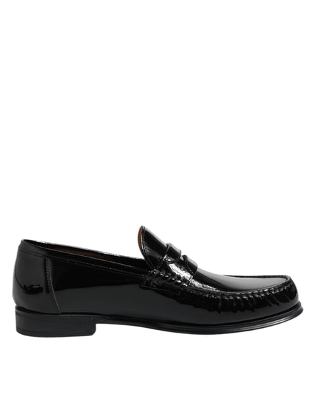 Dolce & Gabbana Black Leather Slip On Loafers Dress Shoes - Hilstor