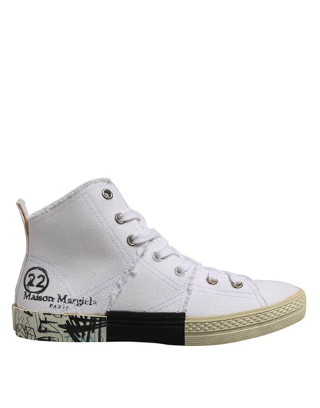 Maison Margiela White Lace Up Mid Top Women Sneakers Shoes - Hilstor