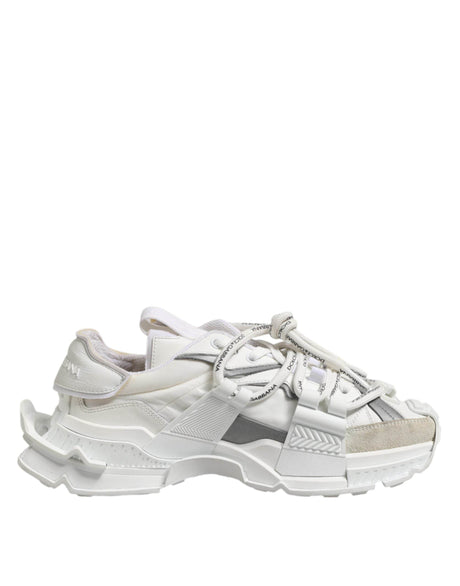 Dolce & Gabbana White Gray Low Top Space Sneakers Shoes - Hilstor
