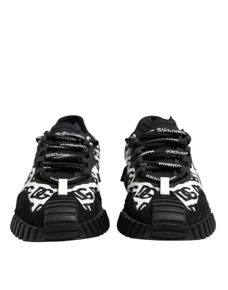 Dolce & Gabbana Black Logo Lace Up Low Top NS1 Sneakers Shoes - Hilstor