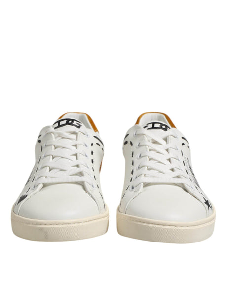 Dolce & Gabbana White Leather MILANO Low Top Sneakers Shoes - Hilstor