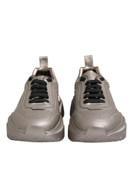 Dolce & Gabbana Silver DAYMASTER Leather Men Sneakers Shoes - Hilstor