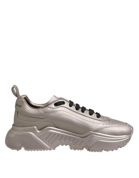 Dolce & Gabbana Silver DAYMASTER Leather Men Sneakers Shoes - Hilstor