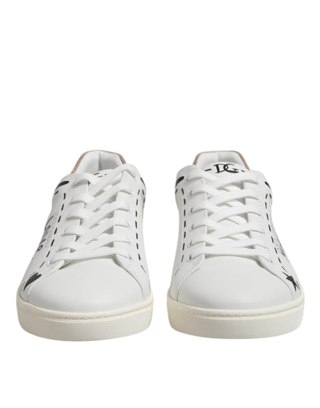Dolce & Gabbana White Leather MILANO Low Top Sneakers Shoes - Hilstor