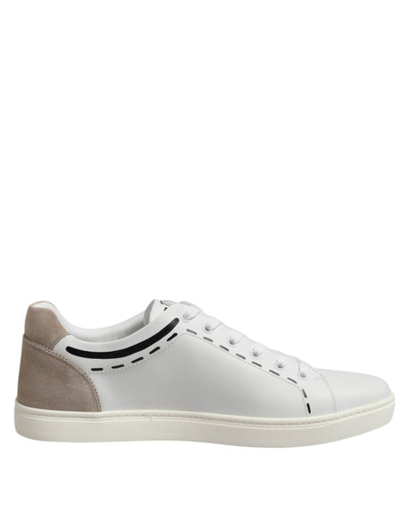 Dolce & Gabbana White Leather MILANO Low Top Sneakers Shoes - Hilstor