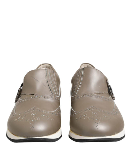 Dolce & Gabbana Brown Leather Men Low Top Sneakers Shoes - Hilstor