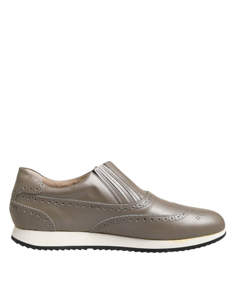 Dolce & Gabbana Brown Leather Men Low Top Sneakers Shoes - Hilstor