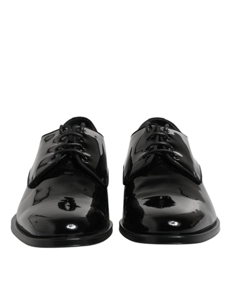 Dolce & Gabbana Black Patent Leather Derby Formal Dress Shoes - Hilstor