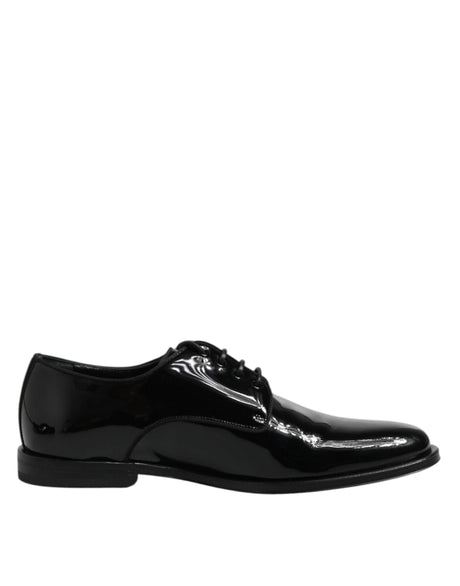 Dolce & Gabbana Black Patent Leather Derby Formal Dress Shoes - Hilstor