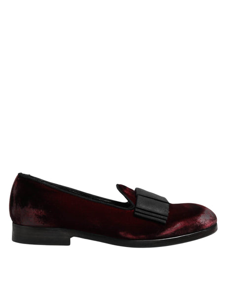 Dolce & Gabbana Red Velvet Men Slip On Loafers Dress Shoes - Hilstor