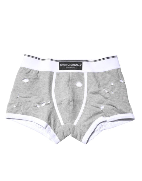 Dolce & Gabbana Gray Cotton Stretch Regular Boxer Underwear - Hilstor