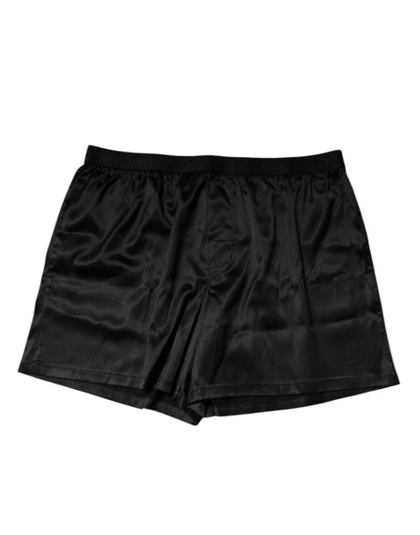 Dolce & Gabbana Black Silk Regular Men Boxer Shorts Underwear - Hilstor