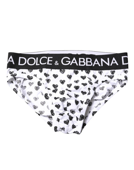 Dolce & Gabbana White Heart Printed Regular Brief Underwear - Hilstor
