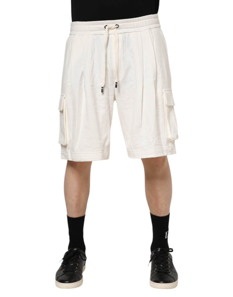 Dolce & Gabbana White Cotton Cargo Bermuda Sweatshorts Shorts - Hilstor