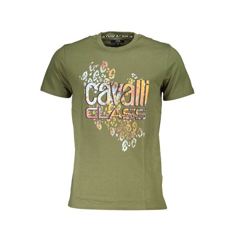 Cavalli Class Green Cotton T-Shirt - Hilstor