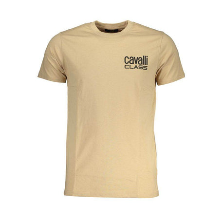 Cavalli Class Beige Cotton T-Shirt - Hilstor