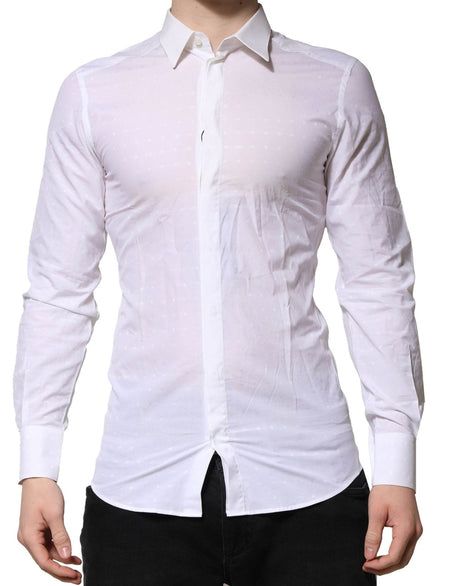 Dolce & Gabbana White Cotton GOLD Dress Formal Shirt - Hilstor