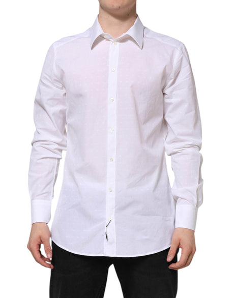 Dolce & Gabbana White Cotton GOLD Dress Formal Shirt - Hilstor