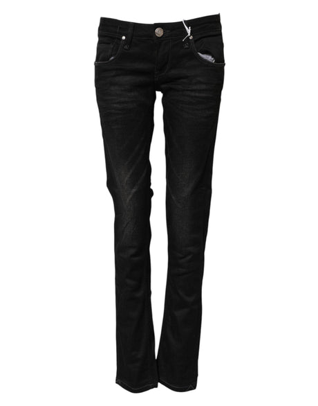 Acht Black Cotton Slim Fit Denim Low Waist Denim Jeans - Hilstor